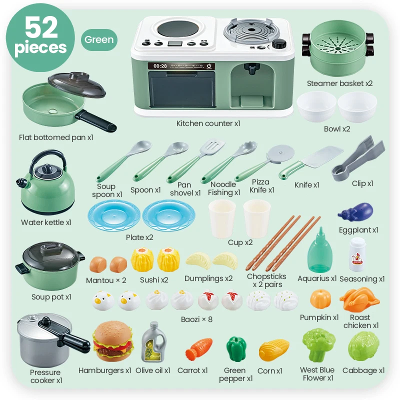 Casa simulada jogar brinquedos de cozinha conjunto fingir jogar acessórios de cozinha kit brinquedo crianças utensílios de cozinha spray cozinhar educação brinquedo presente