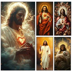 5D DIY Diamond Painting Kit Jesus Heart Full Square Round Rhinestone Cross Stitch Handmade Mosaic Home Decor Gift