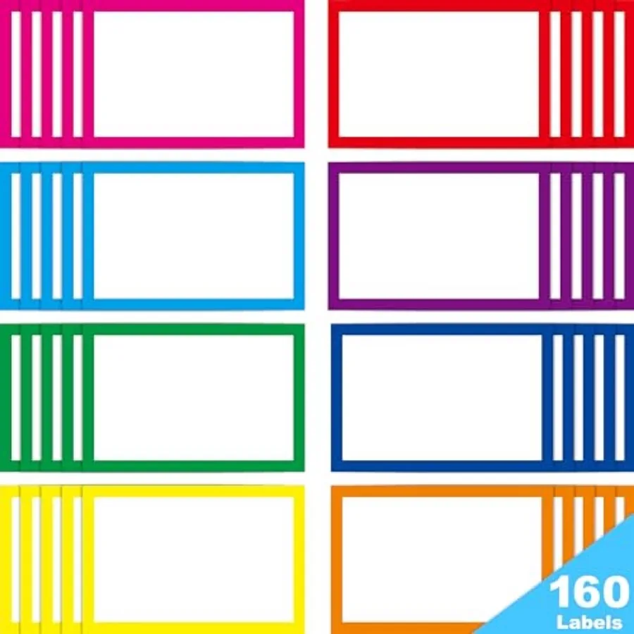 160 PCS Moving Labels, 8 Color-Coded Self-Adhesive Rectangular Stickers for Boxes, Large Home Moving Blank Packing Labels for C