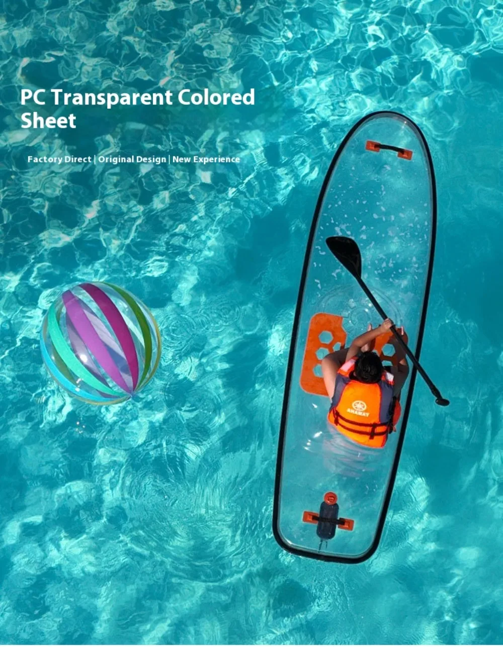 

Универсальная прозрачная доска для серфинга на водних лыжах, рафтинга и серфинга, прозрачная доска для серфинга с плавником для приключений