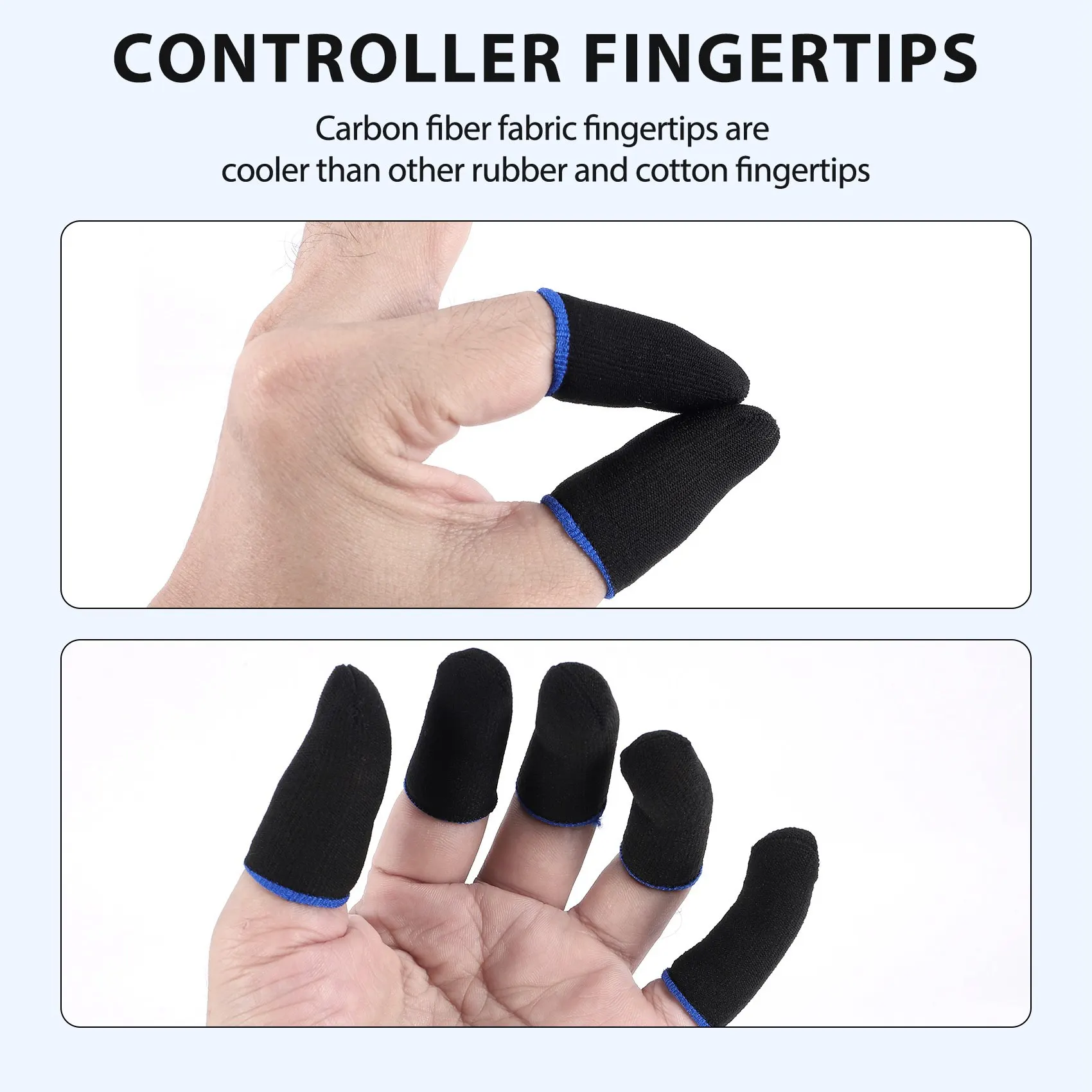B31B Carbon Fiber Gaming Finger Sleeves for PUBG Mobile, 16 Pcs, 0.7mm Ultra-Thin, Sweat Proof, Anti-Slip