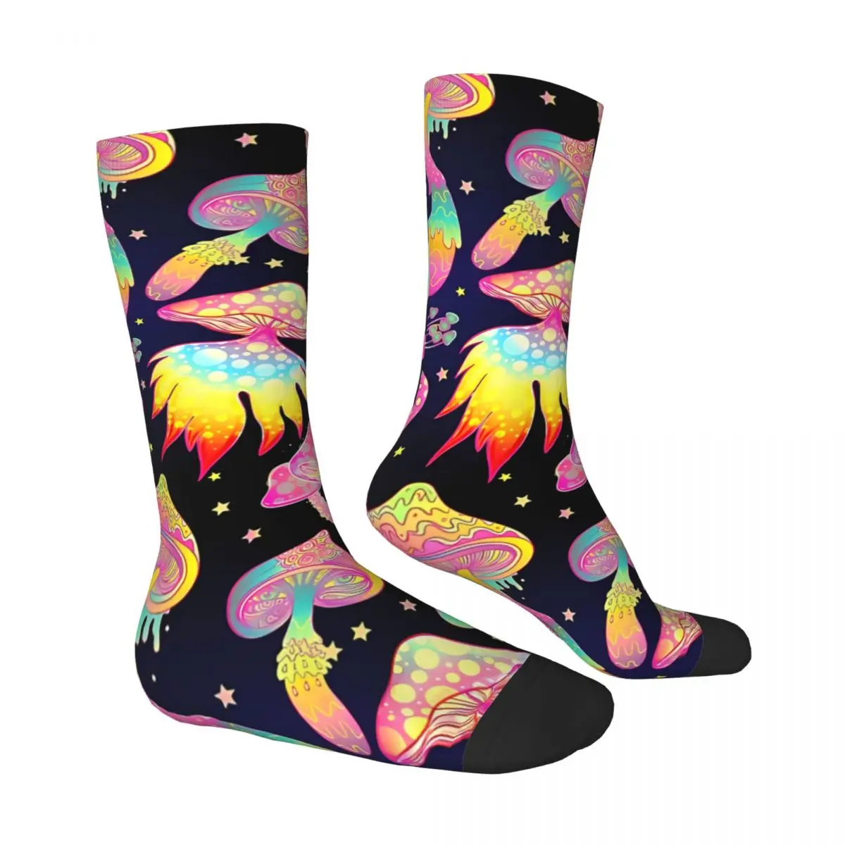 Mushrooms Trippy Colorful Pink Yellow Orange Psychedelic Art Men Women Socks Cycling Novelty Spring Summer Autumn Winter Gift