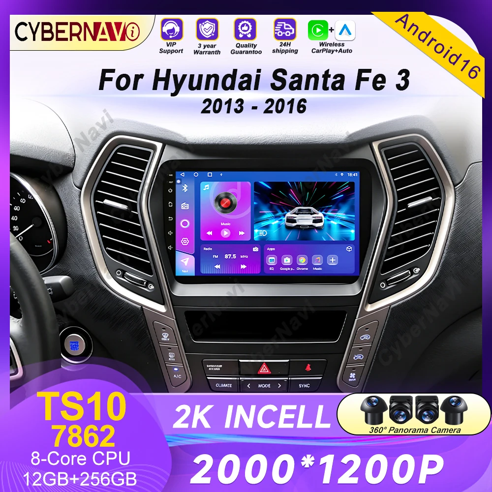 

Car Radio Android For Hyundai Ix45 Santa Fe 2013 2014 2015 2016 2017 GPS Carplay BT Multimedia Player Navigation Stereo Auto DSP