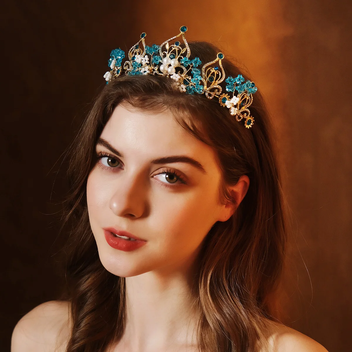 

Элегантная синяя тиара Miallo с бисером, европейская свадебная корона для невесты, выпускного бала, конкурса красоты, аксессуары для волос, прямая поставка