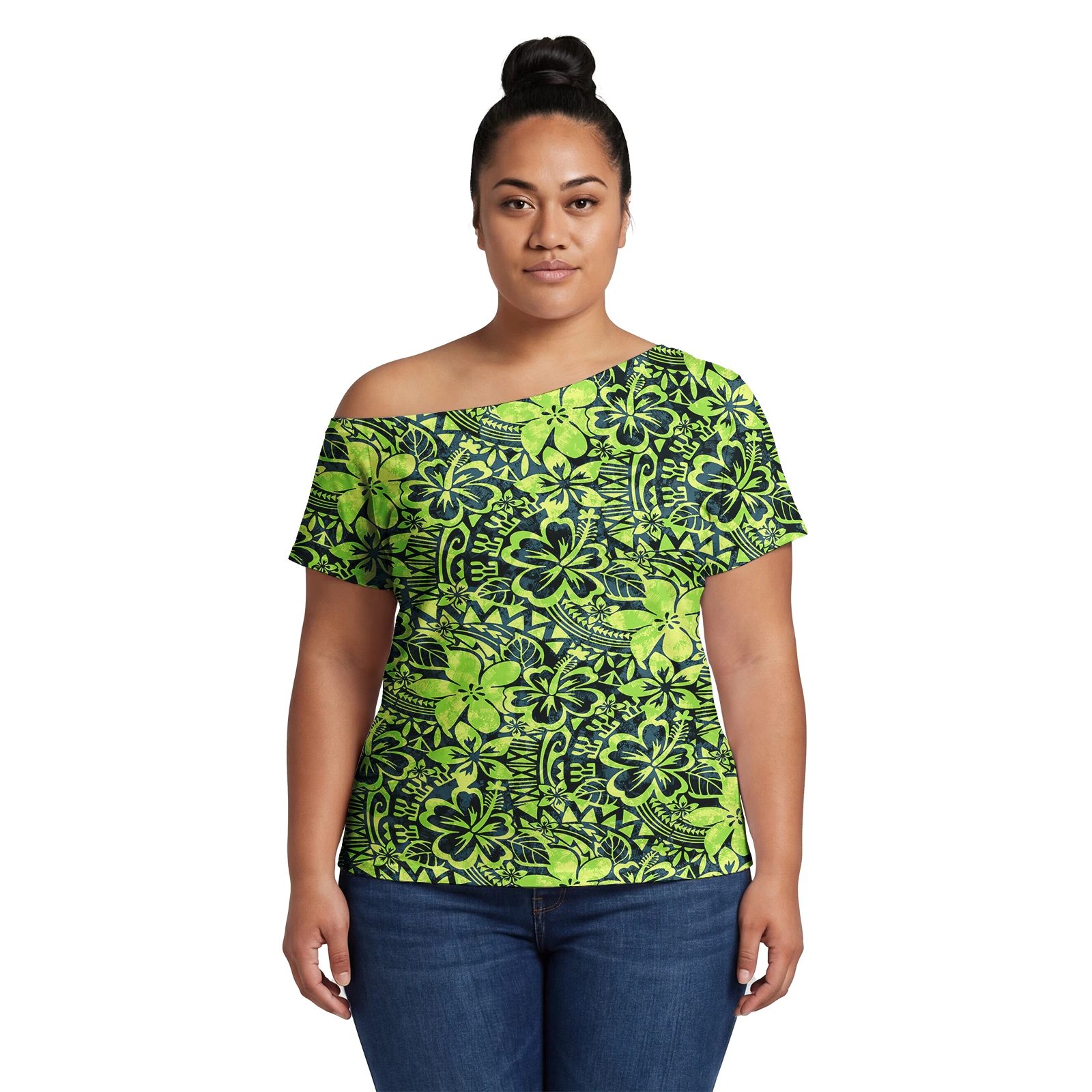 Wholesale Clothes in Bulk Custom Samoan Flowers Design Tribal Style Women Top Polynesian Cozy Outfits Plus Size Aloha Ladies Top