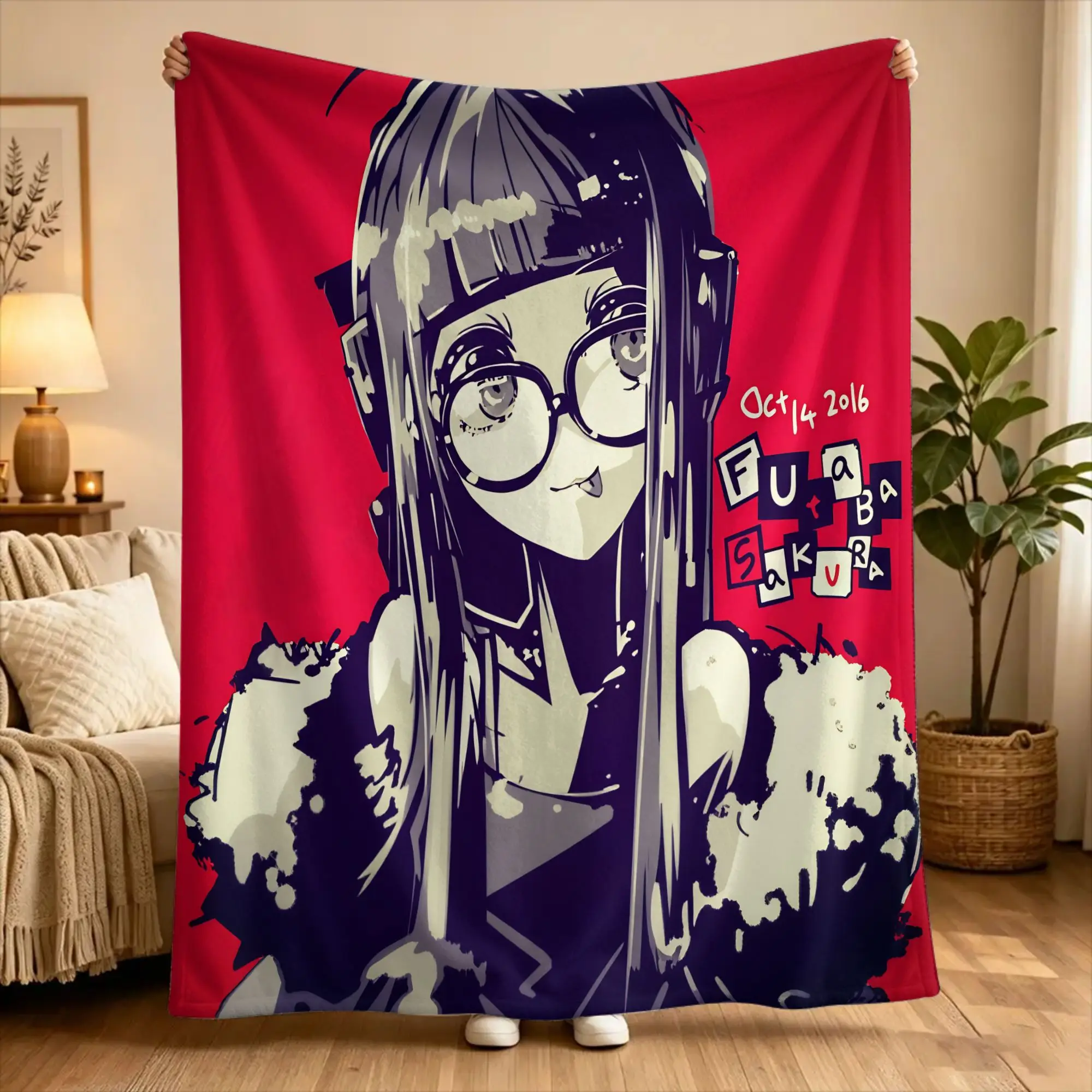 Warm Soft BlanketChildren Picnic P5 Futaba Sakura Joker Throw Blanket  Flannel Bedspread For Couch Chair Fashion Sofa Bed Cover