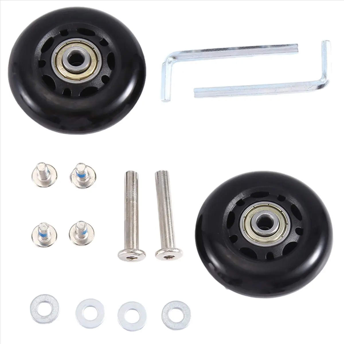 ABQR 60x18mm Set of 2 Luggage Suitcase Replacement Wheels,PU Swivel Caster Wheels Carbon Steel Bearings Repair Kits