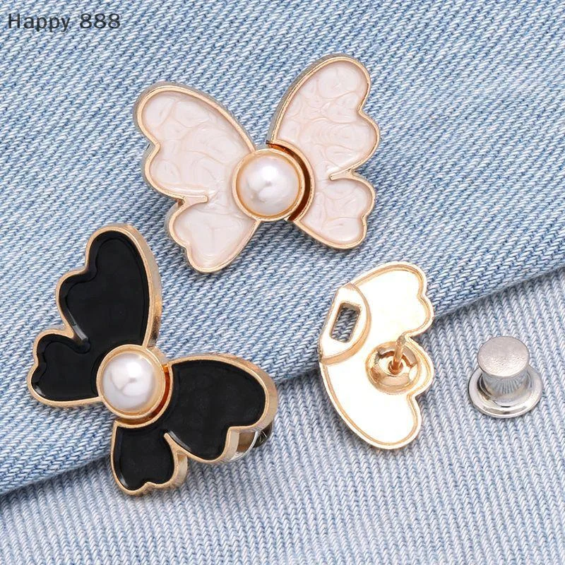 1 шт., джинсовая пуговица с бабочкой на талии, многоразовые инструменты для приготовления одежды, пуговицы для шитья не требуется, украшение для брюк