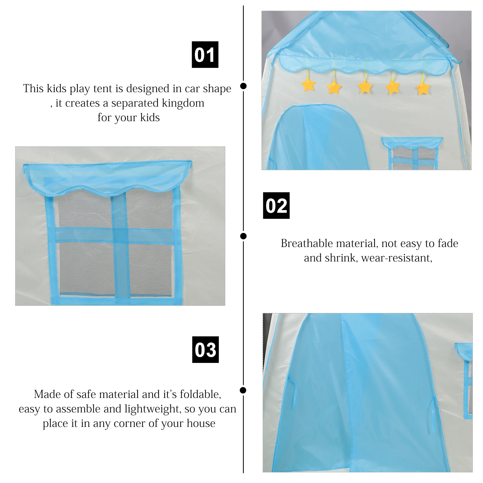 Casetta da gioco per bambini Tenda portatile per bambini Castello del principe per interni Pieghevole a forma di auto Materiale traspirante Facile installazione Ornamento floreale