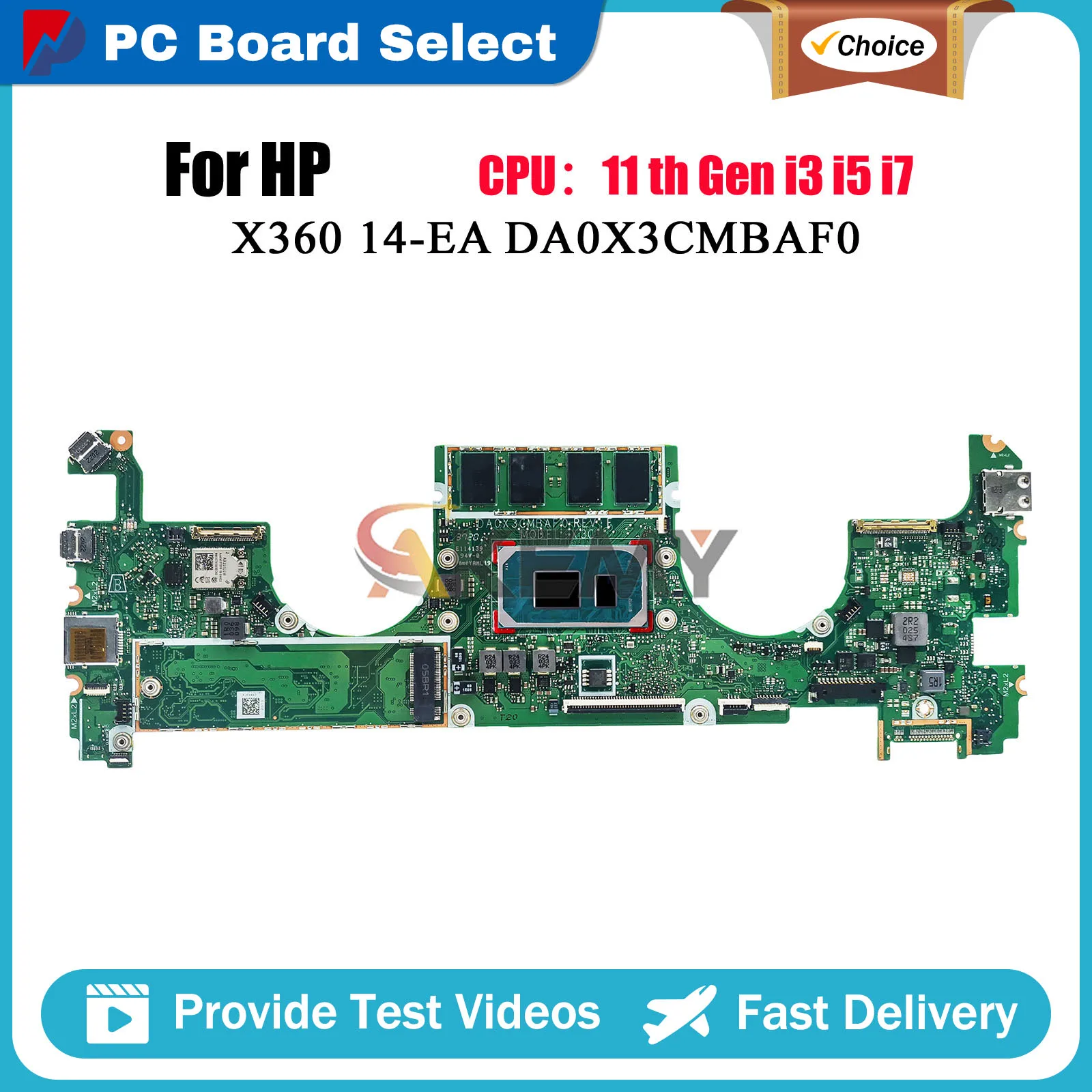 For HP X360 14-EA Laptop Motherboard DA0X3CMBAF0 M22177-601 with 11th Gen i3 i5 i7 CPU Full Tested Replacement Part In Stock