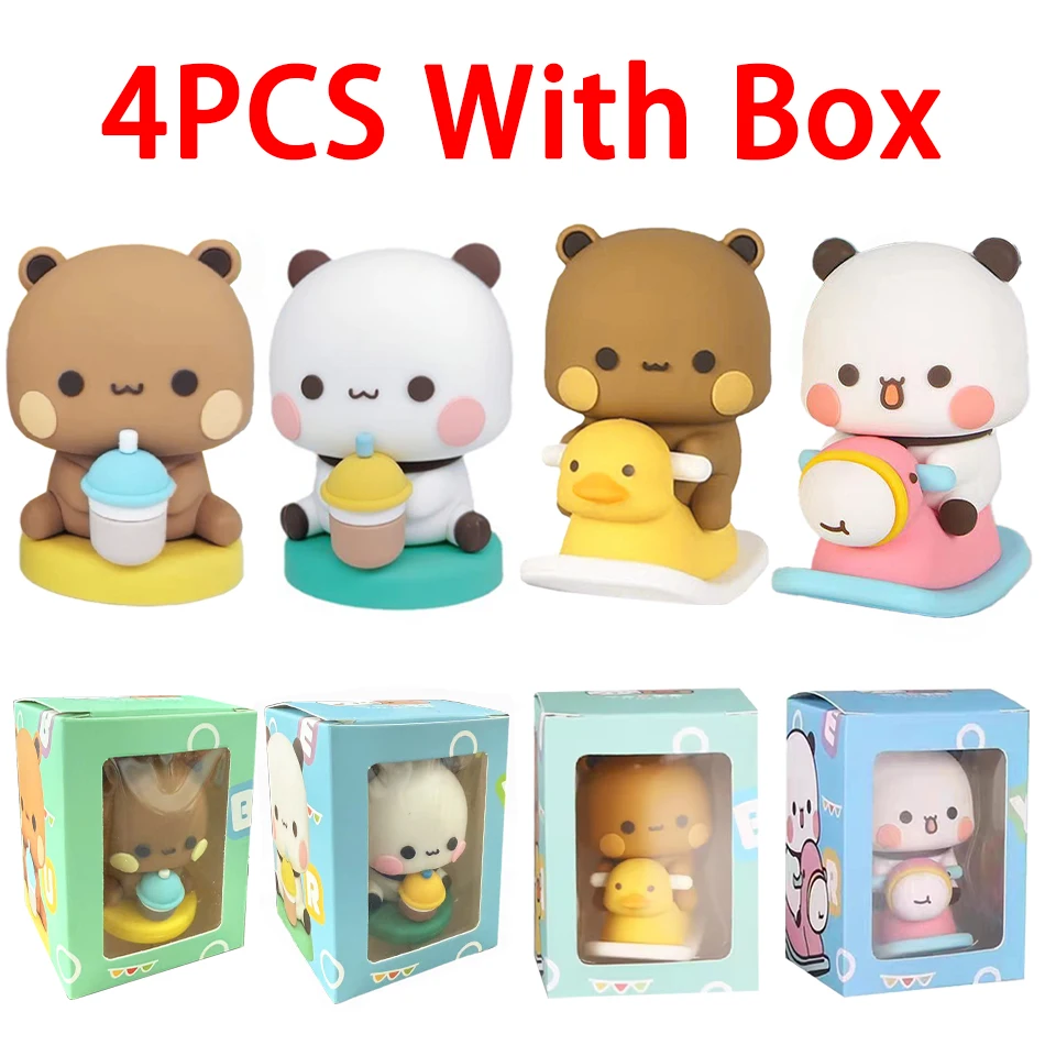 4 Sztuki Śliczne Kawaii Bubu Dudu Panda Niedźwiedź Figurka Kreskówkowa Ekscytująca Miniaturka Niedźwiedzia Kolekcjonerska Zabawka Zwierzęca Lalka Ozdoba Dekoracja