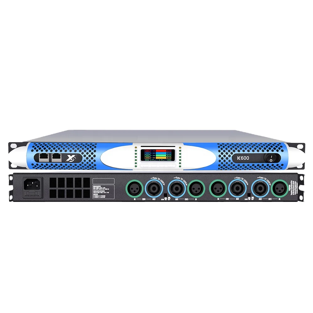 NEW With Screen 600W*4 Digital Amplifier Class D Pro Audio 1U Power Amplifier