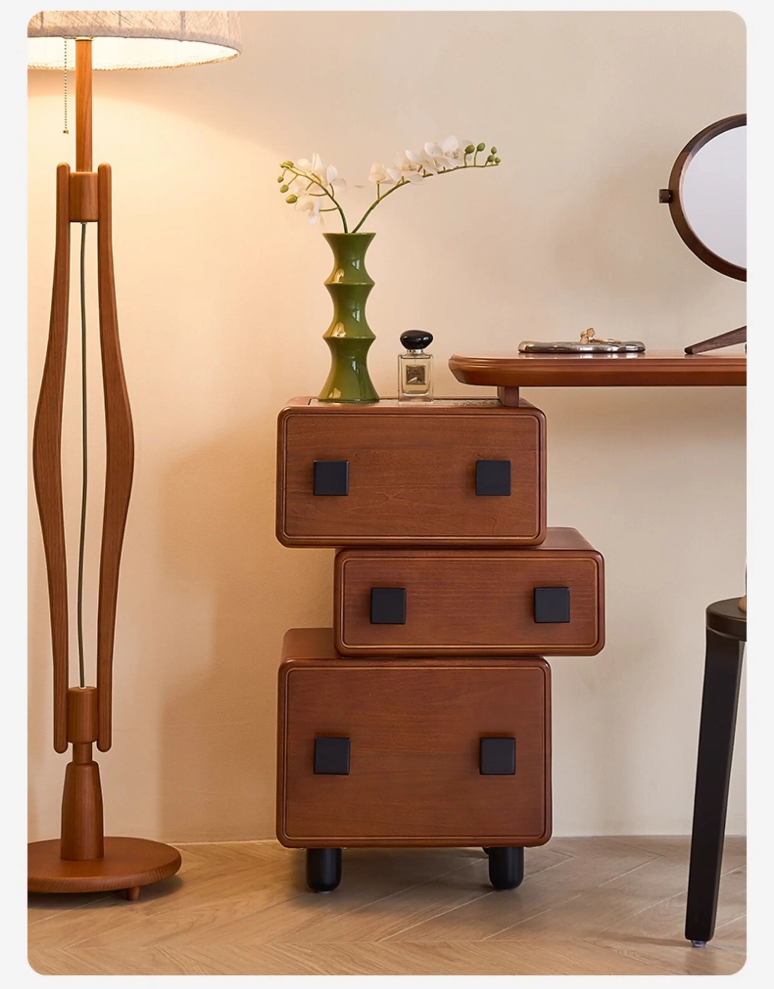 LTT French medieval retractable building block dressing table bedroom solid wood makeup table