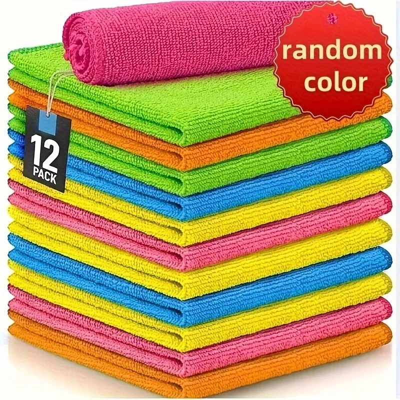 12Pcs Kitchen Towels Microfiber Dish Towels Soft Rags Absorbent Dishcloths for Drying Dishes Home Cleaning Cloths Hand Towels