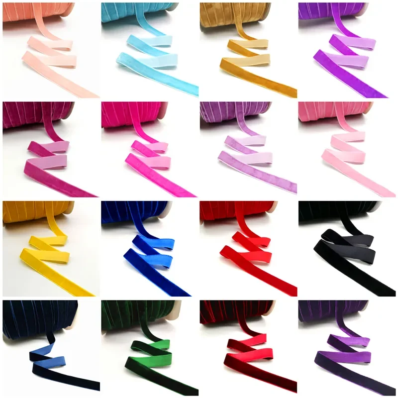 6–25 mm, 5 Yards, 12 Farben, Samtband, insgesamt Weihnachts-Winter-Band für Weihnachtsdekoration, Hochzeitseinladung, Verpackungssträuße