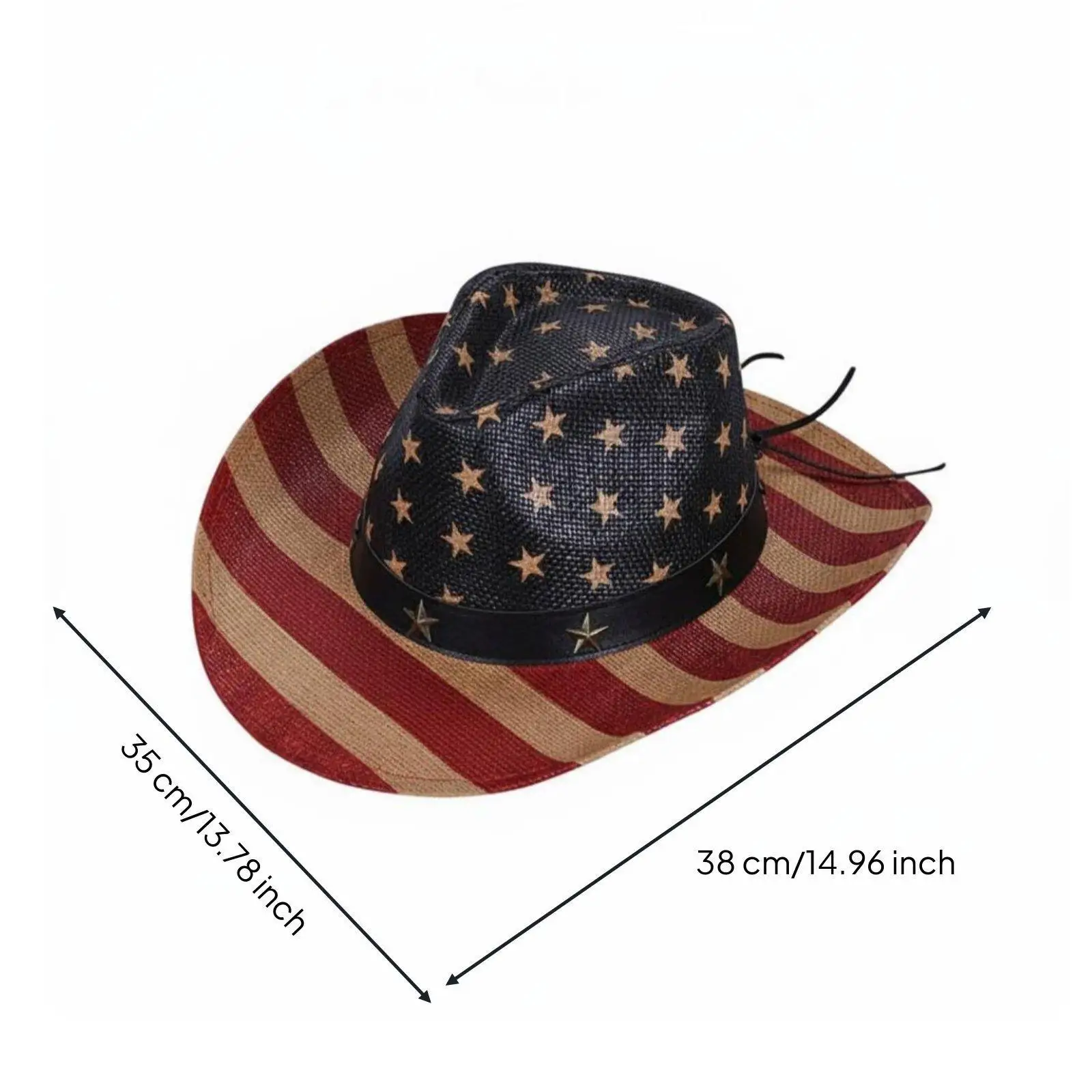 Stars and Stripes Party Cowboy Hat Comfortable Fabric Western Festival Cap for July Fourth