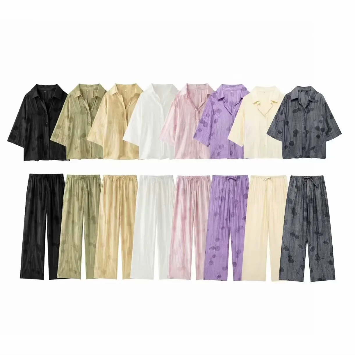 

Комплект из 2-х предметов, элегантная женская церемониальная жаккардовая свободная рубашка, повседневный комплект со штанами, летний вечерний женский костюм, элегантный костюм с кардиганом