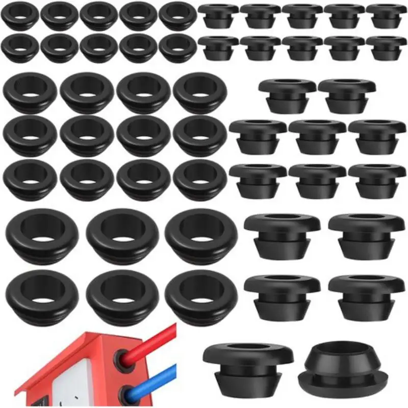 (BF06)70Pc Rubber Grommet Kit Cable Wire Hole Grommet For Automotive Wiring Electrical Panel Dust Proof Moisture Resistant Part