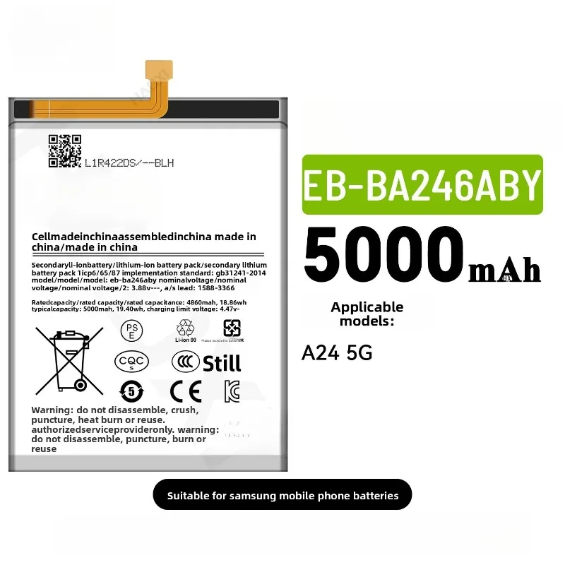 Hot‑selling In‑stock 2026 EB‑BA246ABY Mobile Phone Battery for Samsung A24 5G, High‑capacity Replacement Battery 5000mAh