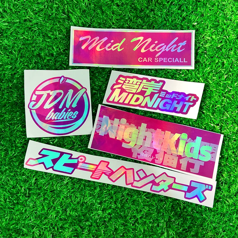 Laser Pink JDM Car Stickers Waterproof for Auto Window Rear Windshield Vinyl Decals Motorcycle Fuel Tank Scooter Decoration