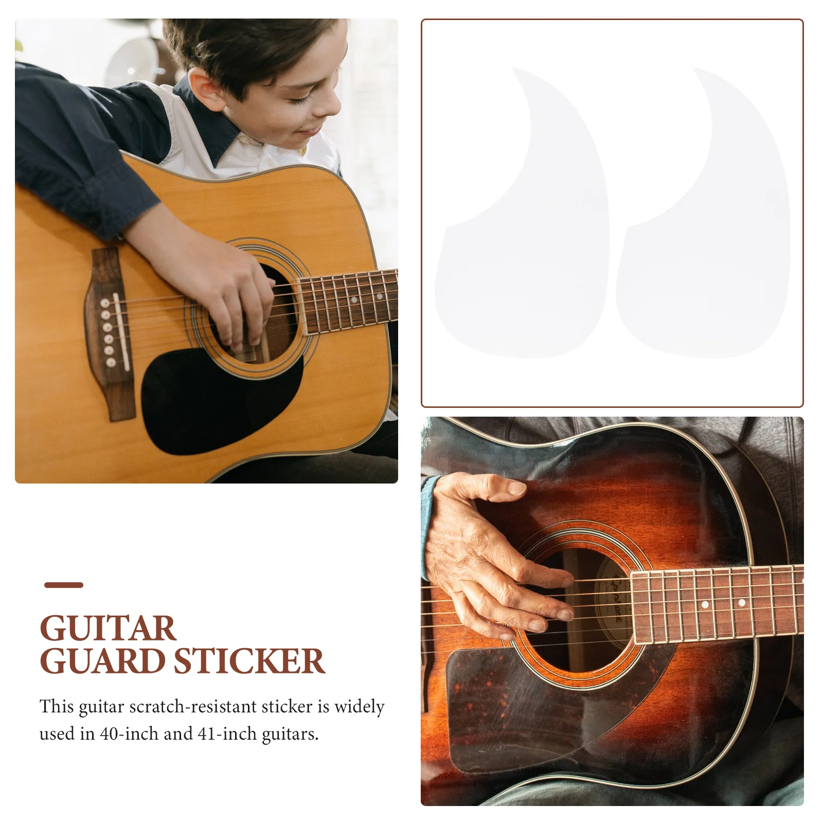 

2Pcs Guitar Protective Stickers Transparent Professional Pickguard Anti-Scratch Plate for Acoustic Guitar 40-41 Inch