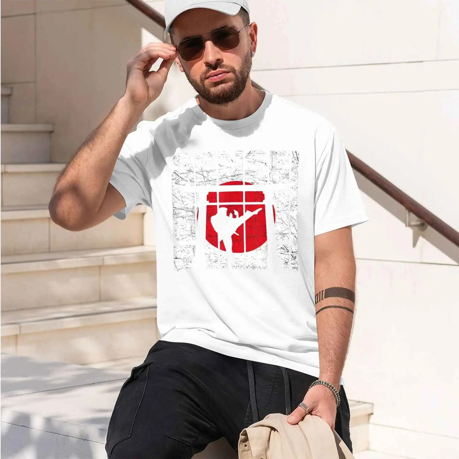 Sensei Japanese Flag l Torii Gate Vintage Graph T-Shirt Vintage Fashion Streetwear O-ne Short-sv s 2026 New Model Short-sleeve c