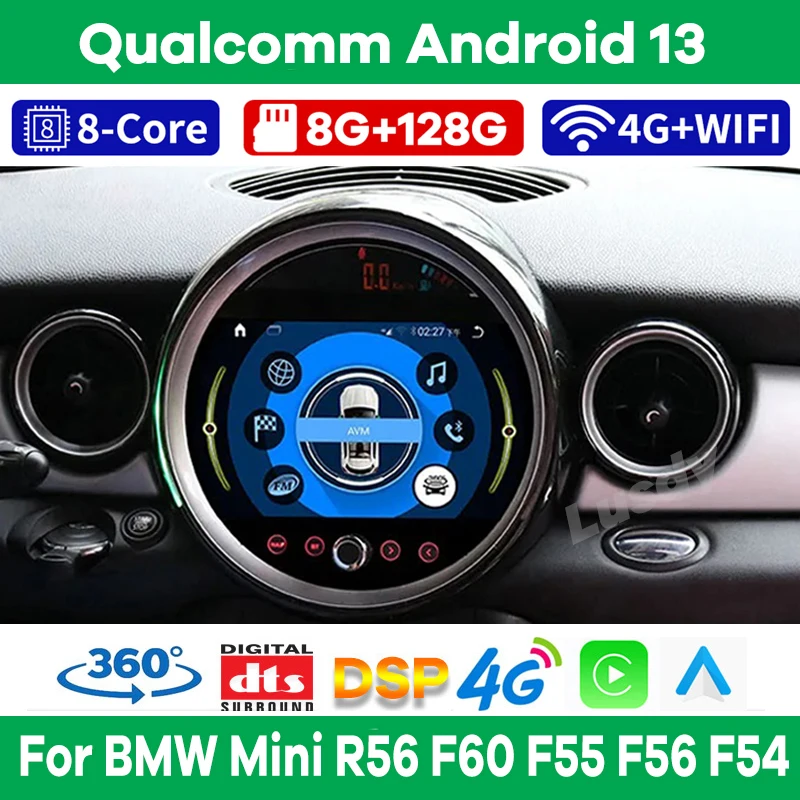 

Qualcomm 8+128G Android 13 Car Multimedia for BMW Mini Cooper R56 R60 F54 F55 F56 Auto Radio Stereo Video GPS CarPlay Screen