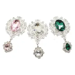 New Brooch Buttons 2Pcs/Lot Metal Alloy Buttons Diy Sewing Accessories Water drop pendant Glass Handwork Decoration