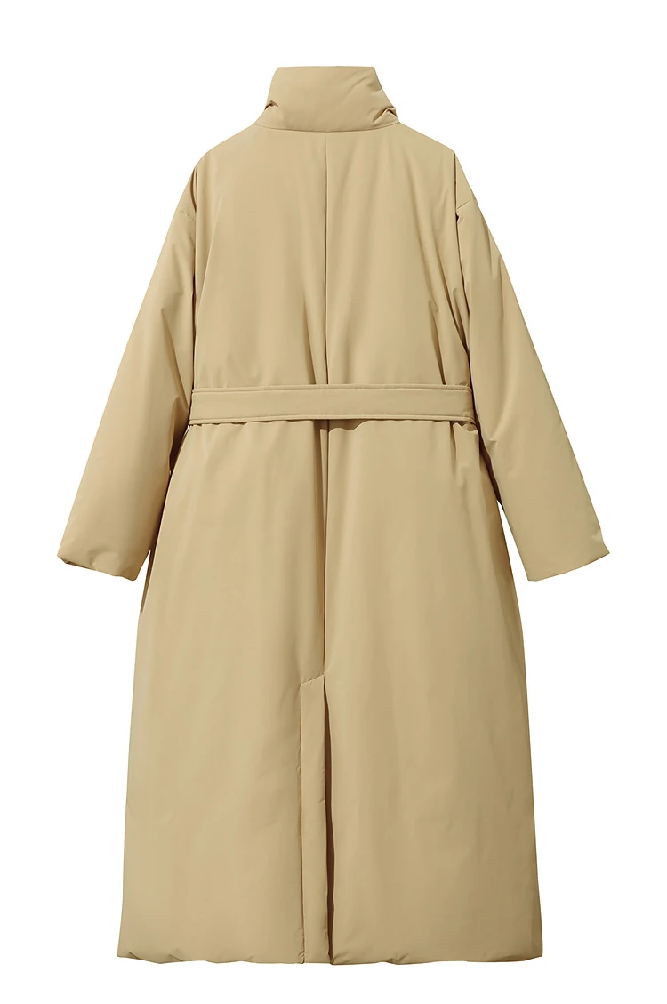Amii Down Coats 2025 Winter New Solid Color Loose Long Women's Outerwear With Belt High Neck Thicken Warm Down Jacket 12544184
