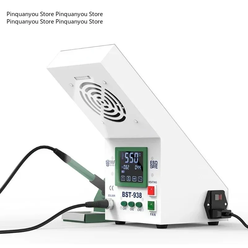 Hot SalesBST-938 Multi Function 3 In 1 LED Light Screen Touch Soldering Smoke Absorber Soldering Rework Station Soldering Iron