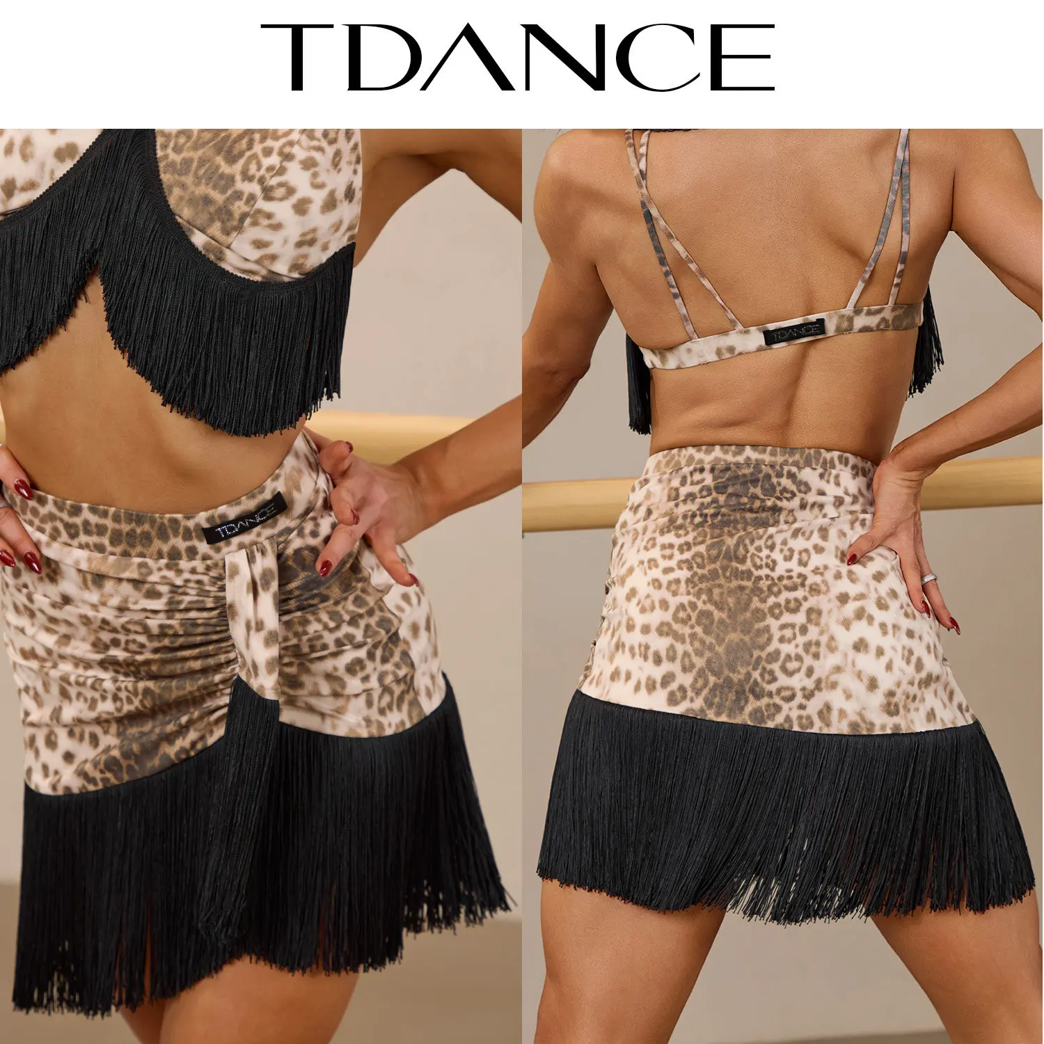 Customized TDANCE Adult Women's Latin Dance Dress [pleated Tassel Half Skirt] Dynamic Cha Cha Rumba Modern Practice Skirt GL-350