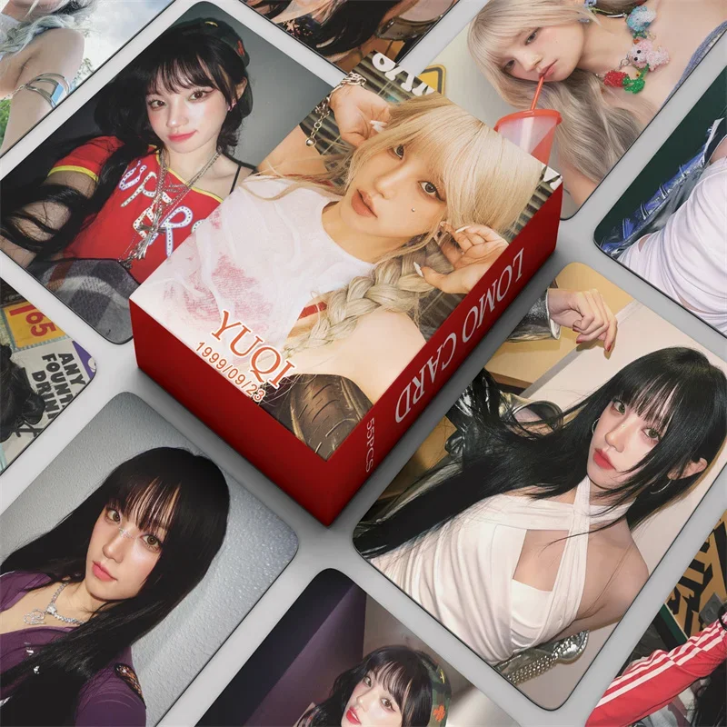 impresso cartao pessoal lomo para osalbum idol girl yuqi eu sway photocards miyeon soyeon shuhua idol gift novo 55 pcs g fas hd 01