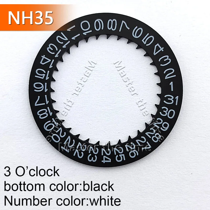 Black NH-34-35-36 Calendar Date Wheel Clock Movement Parts Located at 3/6/9 O'clock for Watch Repair And Modification