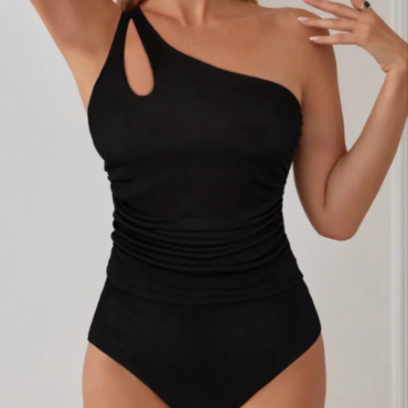 

2026New one-shoulder one-piece tight-fitting swimsuit for women, sexy backless swimsuit for women