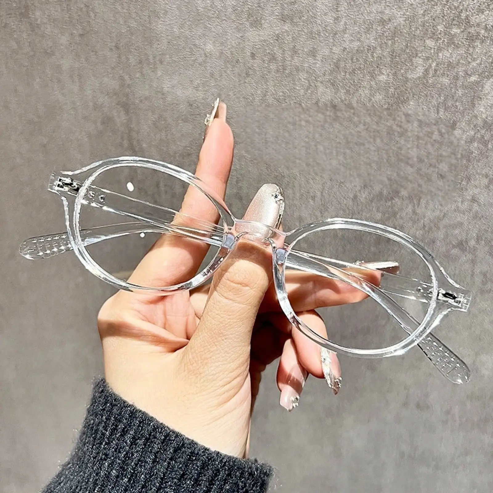 1 Piece of Women's Geek Wind Anti-Blue Glasses, American Retro Y2K Style, Oval Small Frame, Fashionable Butterfly Pattern No Degree Glasses, Suitable for Reading, Using Mobile Phones and Back to School Season. view 6