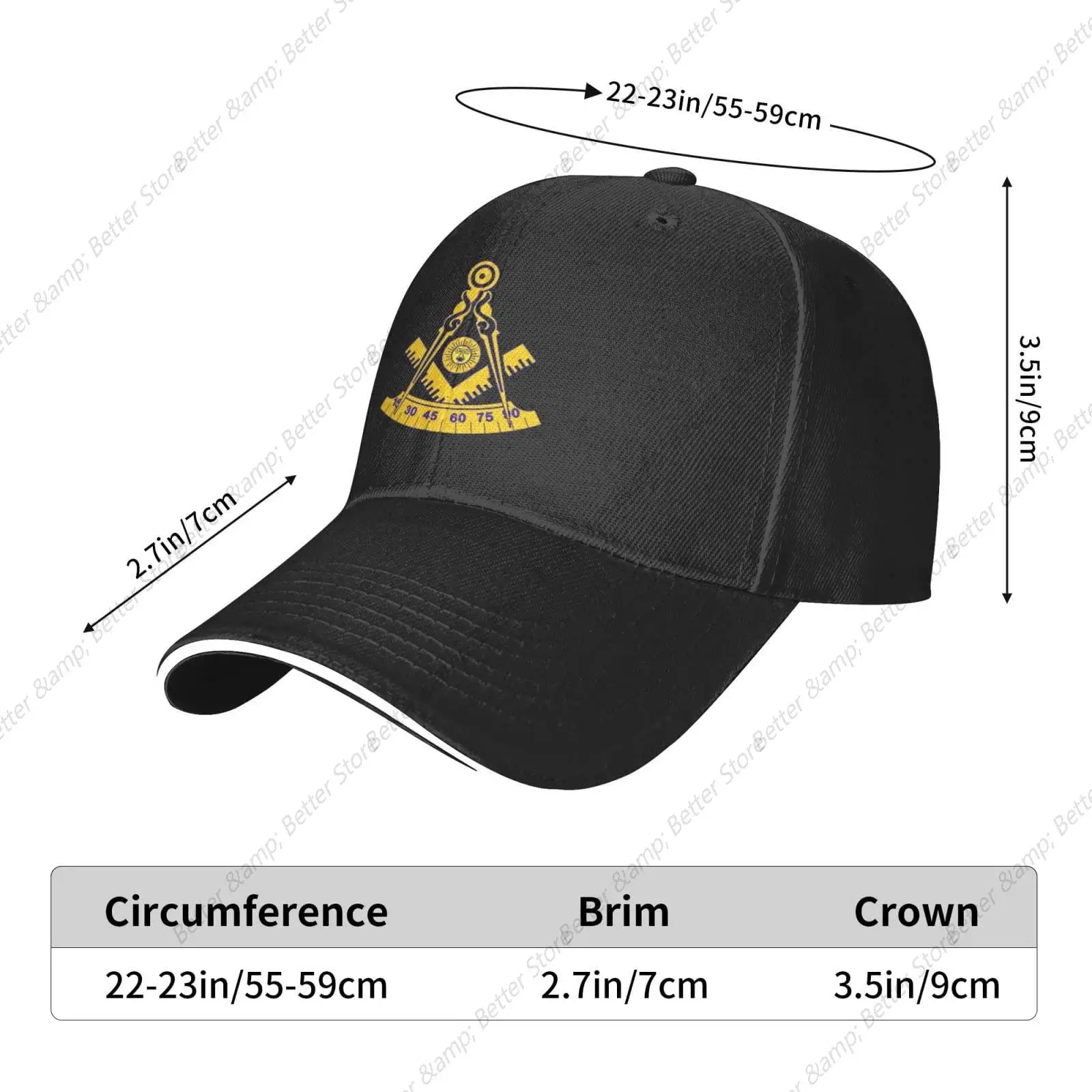 Czapka z daszkiem Freemason Past Master Czapka z daszkiem unisex Regulowane czapki z daszkiem Czapka taty Czapka typu Trucker Czapki kanapkowe