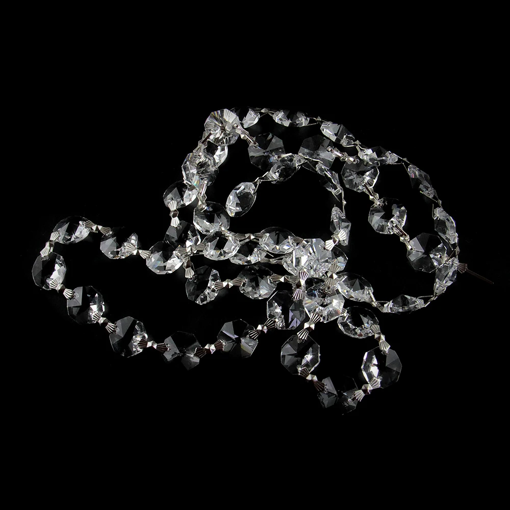 200Meters 14mm Crystal Clear Octagon Bead Chain Hanging Garland Wedding Curtain Strand Door Window Decor Sliver Bronze Gold Ring