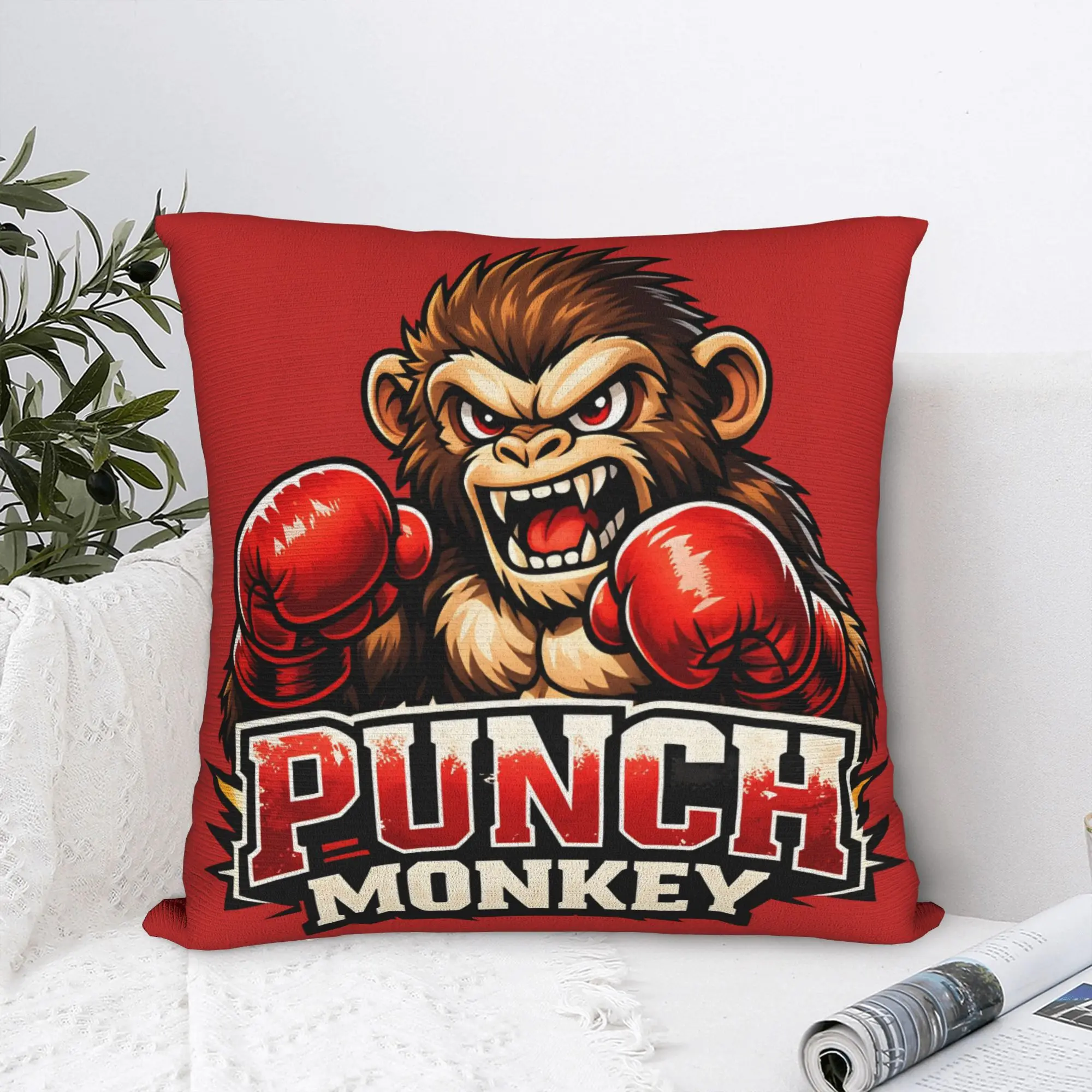 2026 Team Monkey Baby Punch Pillow Case  Soft Pillow Cover For Living Room Bed Chair Retro Trendy Cushion Cover
