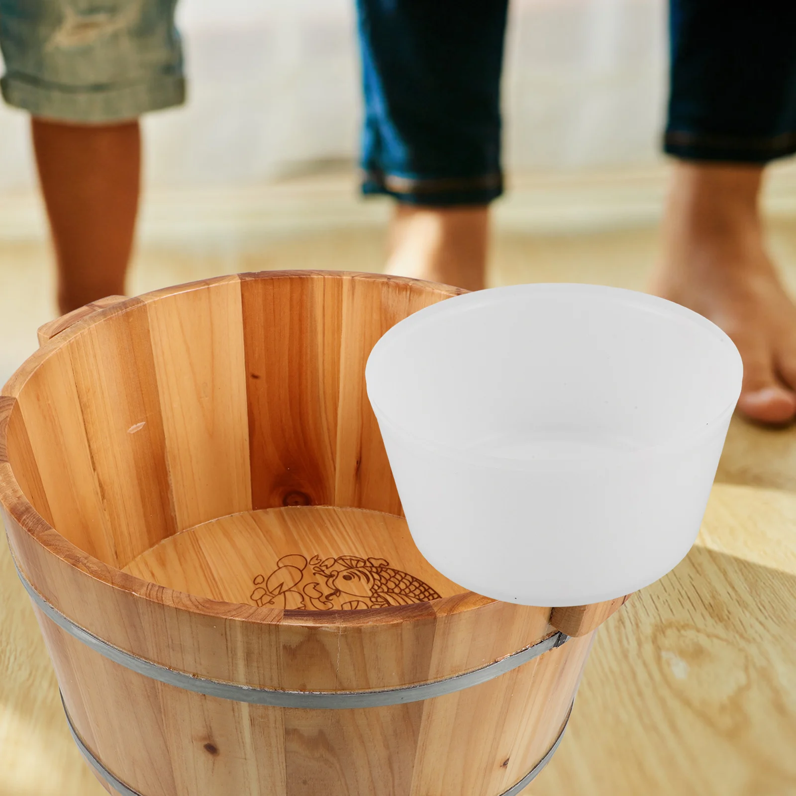 

2pcs Plastic Sauna Bucket Liner Insert 4L Reusable Foot Bath Barrel Liner Easy Clean Spa Accessory For Wooden Sauna Bucket