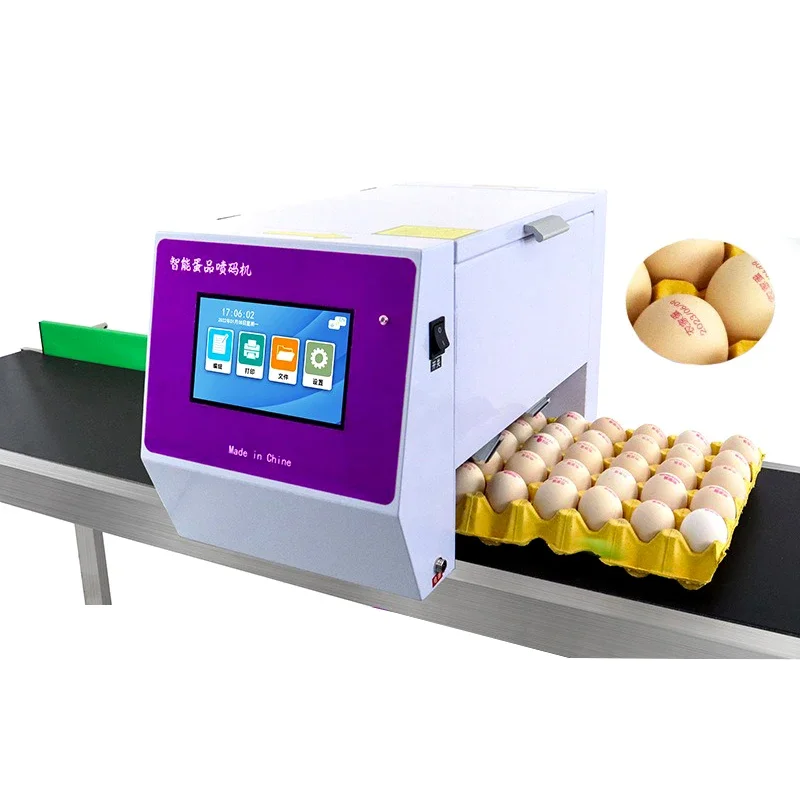 Best Six Printing Heads Egg Inkjet Printer Continuous Production Date Logo Eggs Marking Stamping Coding Machine With Conveyor Be