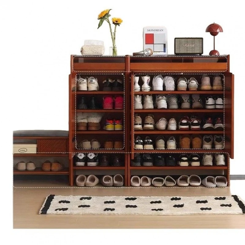 خزانة أحذية من الخشب الصلب في العصور الوسطى، باب منزلي، خزانة تخزين ذات سعة كبيرة #1