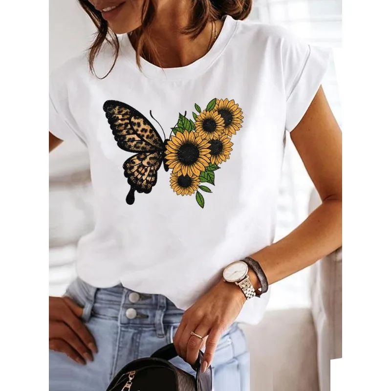 

Celebrity Style Cute Trendy Clothing Fashionable Summer Women's T-shirt Short Sleeved Printed Pure Cotton Clothing Pattern Shirt