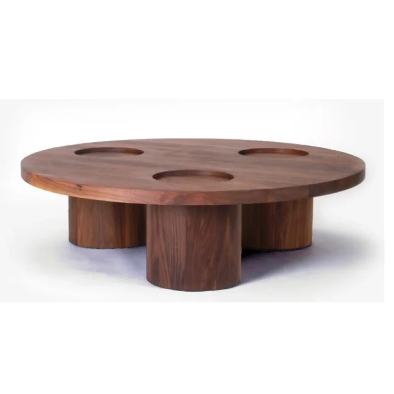 

Medieval walnut Japanese style surprise quiet wind round solid wood coffee table light luxury simple modern retro