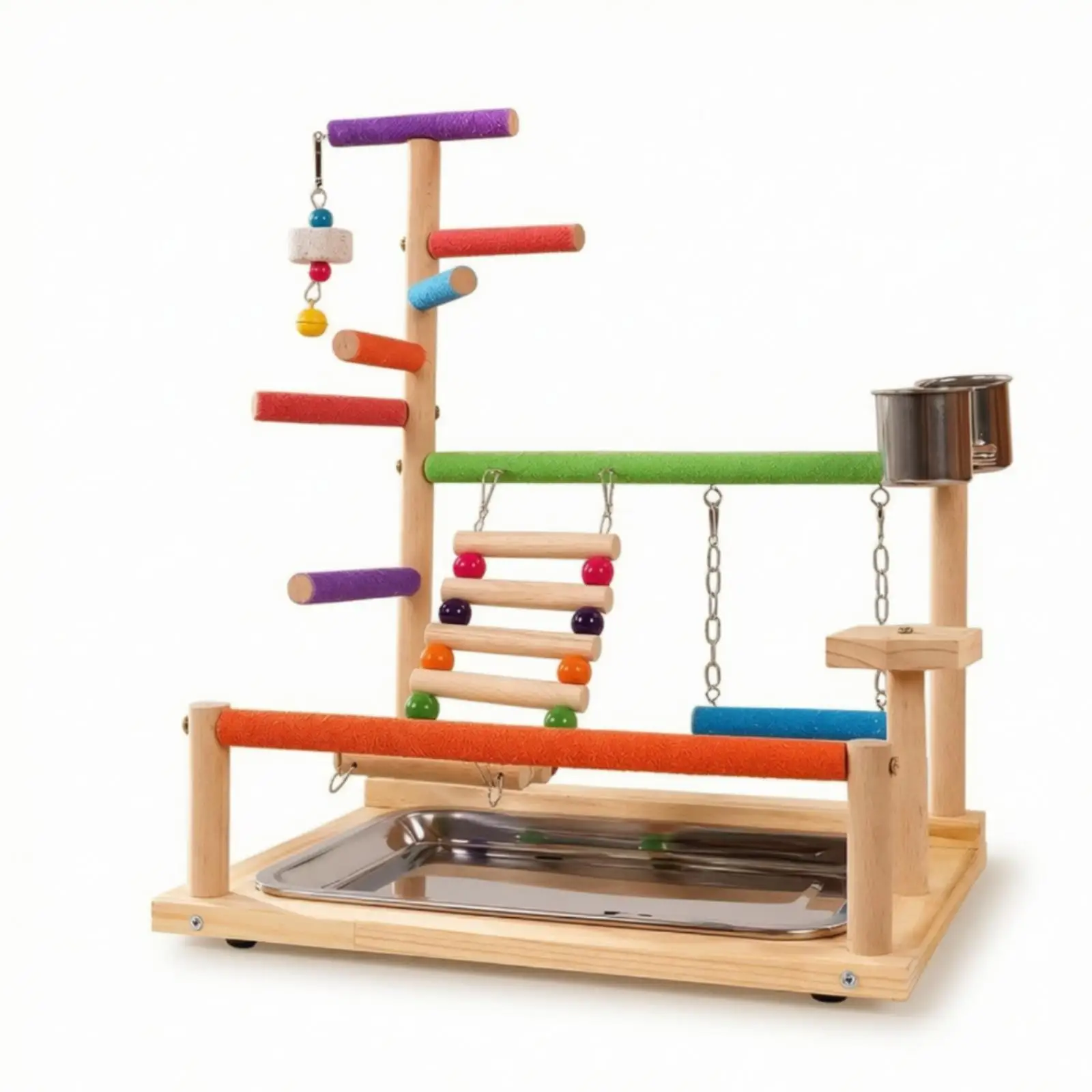 Parrot Playstand Tabletop Parrot Play Stand Bird Playstand with Feeder Cups Non Pet Supply Textured for Parrots, Desk