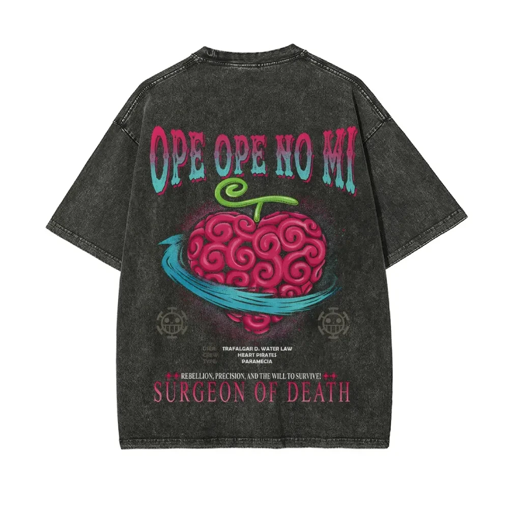 ONE PIECE Devil Fruit Print Retro Old T-shirt Casual Vacation Style Anime Style Street Short Sleeve Summer Men's  Women's Tops