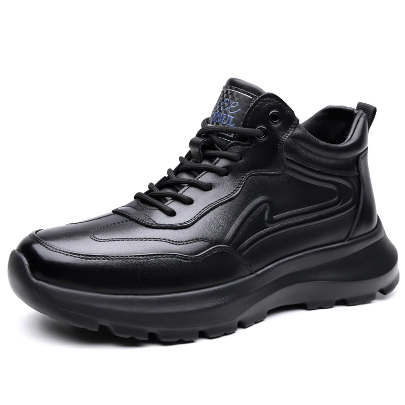 

Men's Winter Leather Shoes New Fashion Plush Warm Comfortable Anti slip Business Cotton Shoes Outdoor Casual Snow Boots Vacation