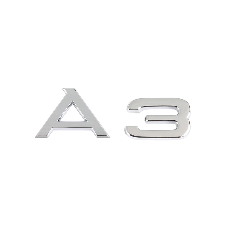 3D Letters Numbers Emblem for Audi A3 A4 A5 A6 A7 A8 Q2 Q3 Q5 Q7 Car Trunk Lid Nameplate Badge Logo Sticker Chrome Glossy Black