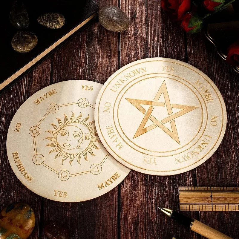 1PC Creative Carved Divination Board Wooden Astrology Pendulum Boards Altar Ornaments for Crystal Home Healing Witchcraft