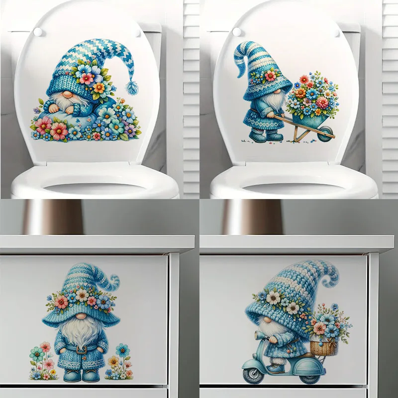 

Spring Gnome 1pc Toilet Stickers,Wall Decal Removable, Reusable Vinyl Car Sticker for Toilet Lid, Bathroom Decor