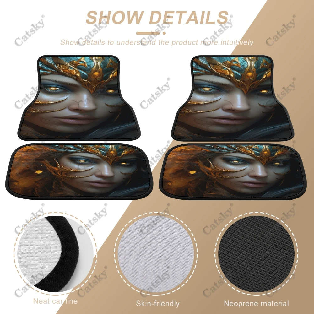 Fantasy Woman Art Car Auto Floor Mats Carpet, 4PCS Customized Cars Mat All Weather Automotive Vehicle Pad Stylish